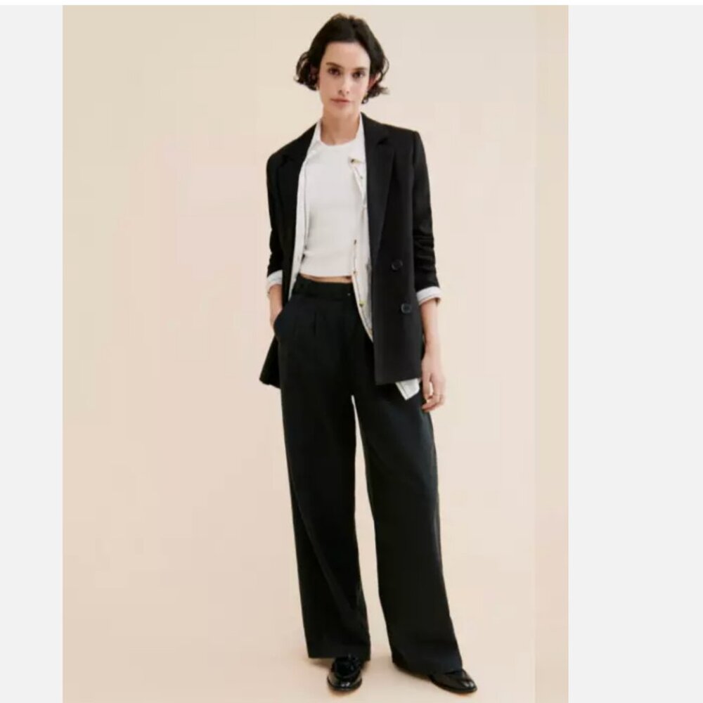 MADEWELL HARLOW WIDE LEG TROUSERS BLACK 6 PETITE NWOT $118 retail